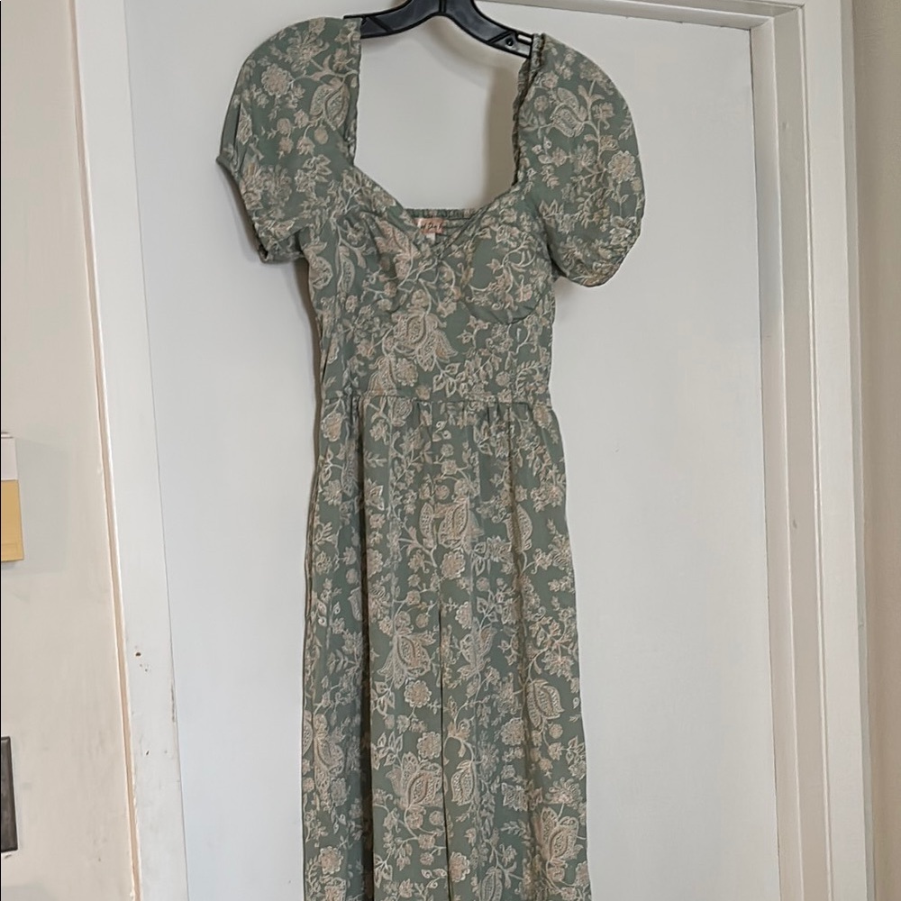 Land of the Free floral sage and ivory pants jumpsuit size S - Picture 2 of 10